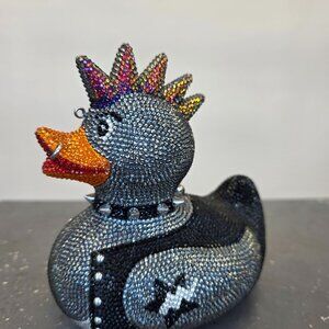 JUDITH LEIBER SID PUNK ROCK RUBBER DUCK DUCKY CLUTCH PURSE SWAROVSKI CRYSTAL BAG